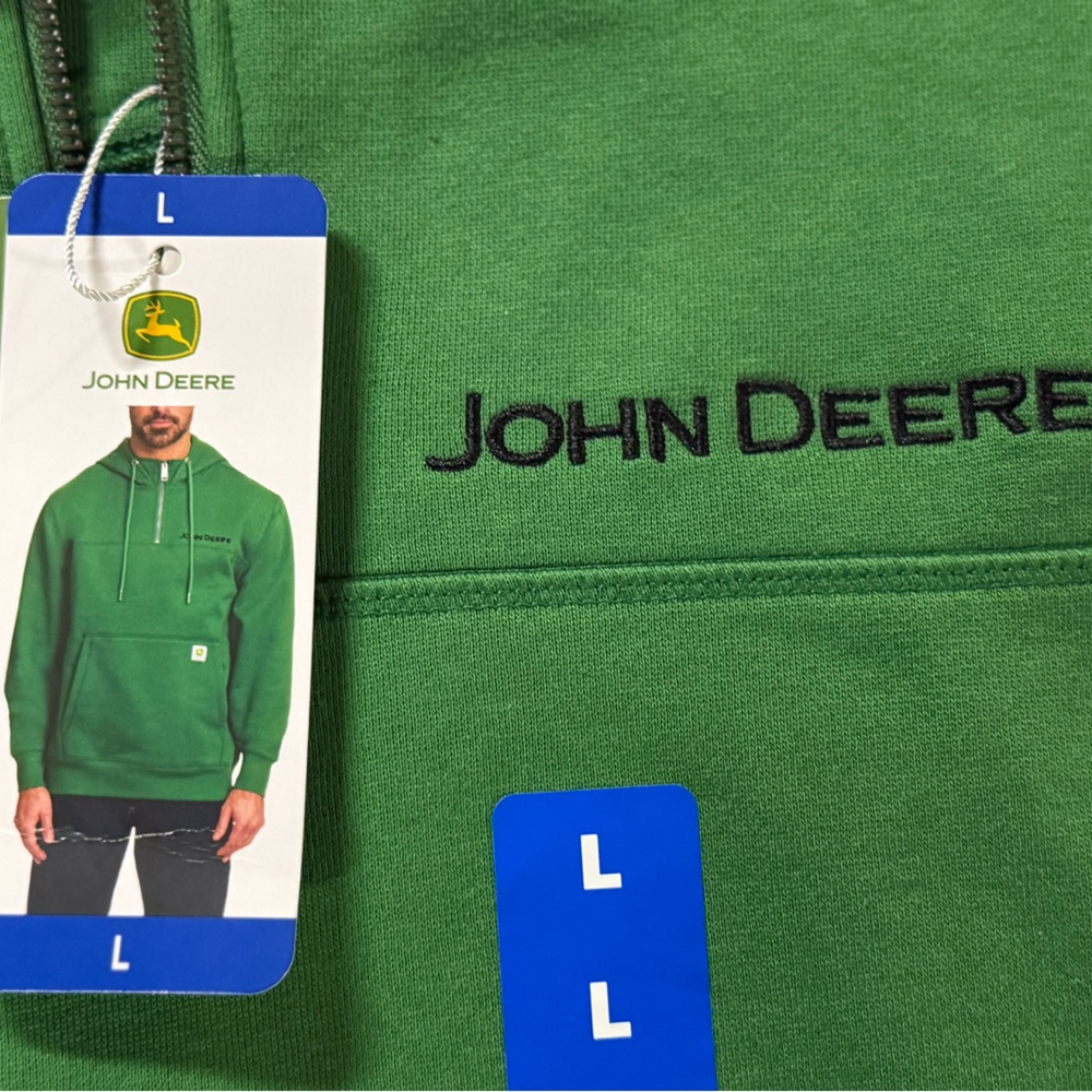 John Deere Green 1/4 Zip Hoodie. NEW
